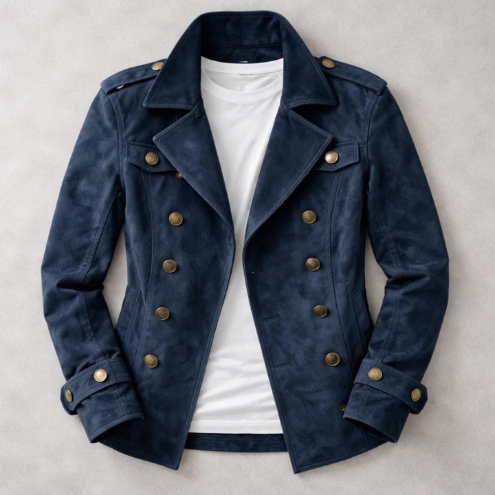 Men's Suede Peacoat – Double-Breasted Tailored Winter Coat