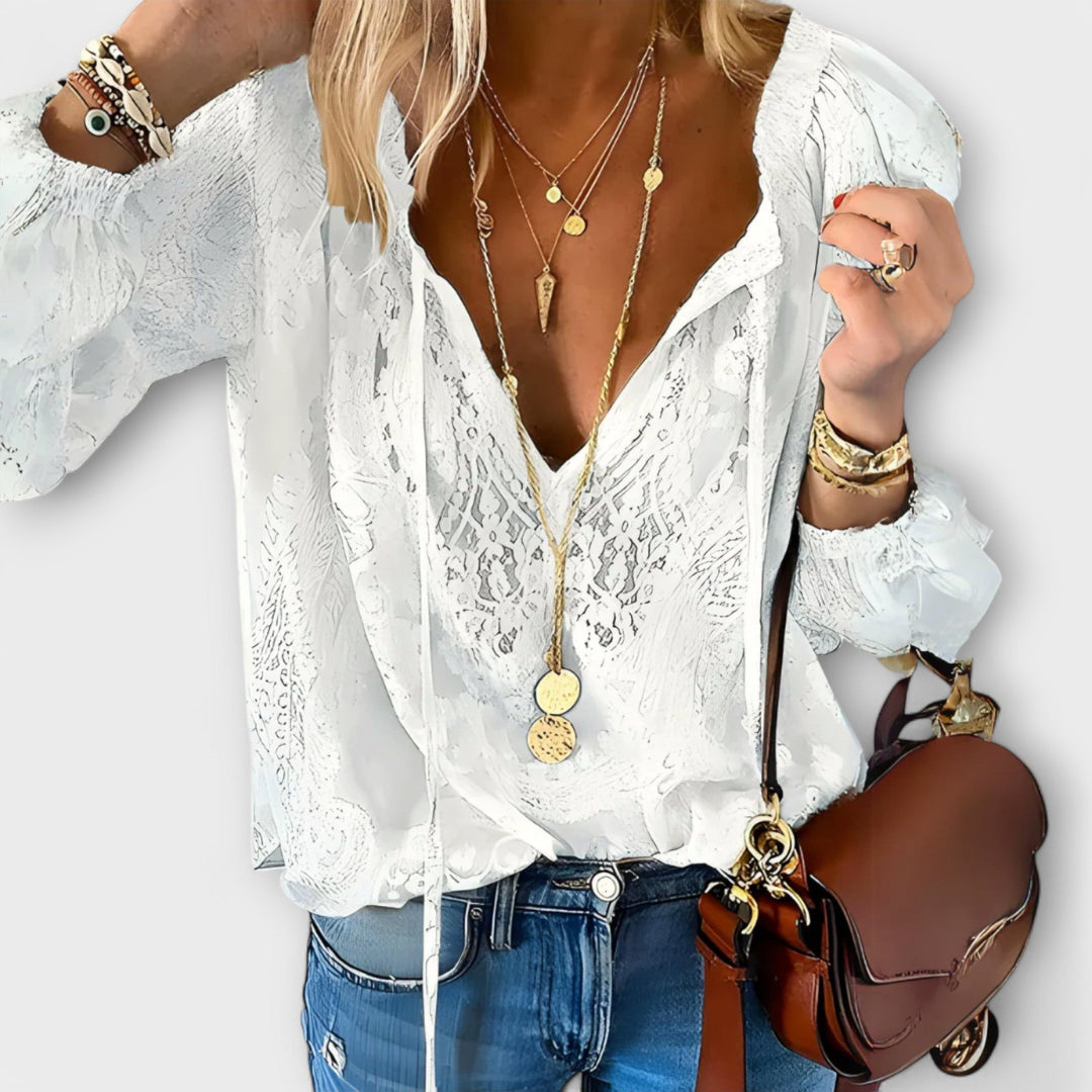 Women's Lace Blouse - Sophisticated Bohemian Style