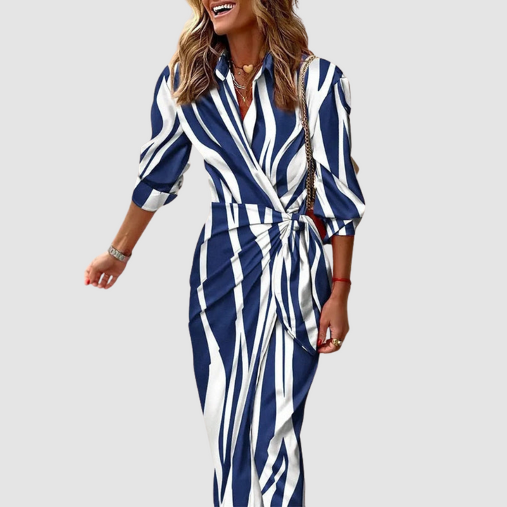 Women's Elegant Printed Maxi Dress - Wrap Silhouette