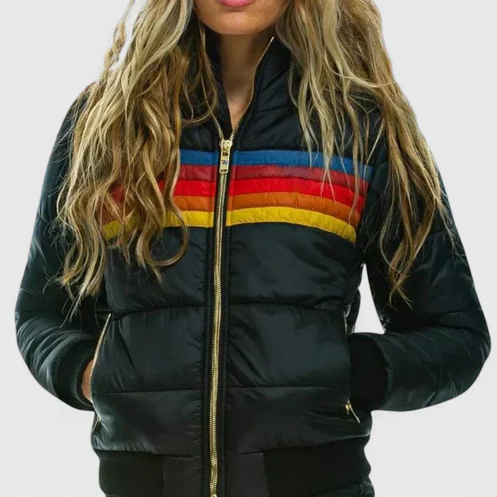 Women's Quilted Retro Puffer Jacket - Cozy Winter Style