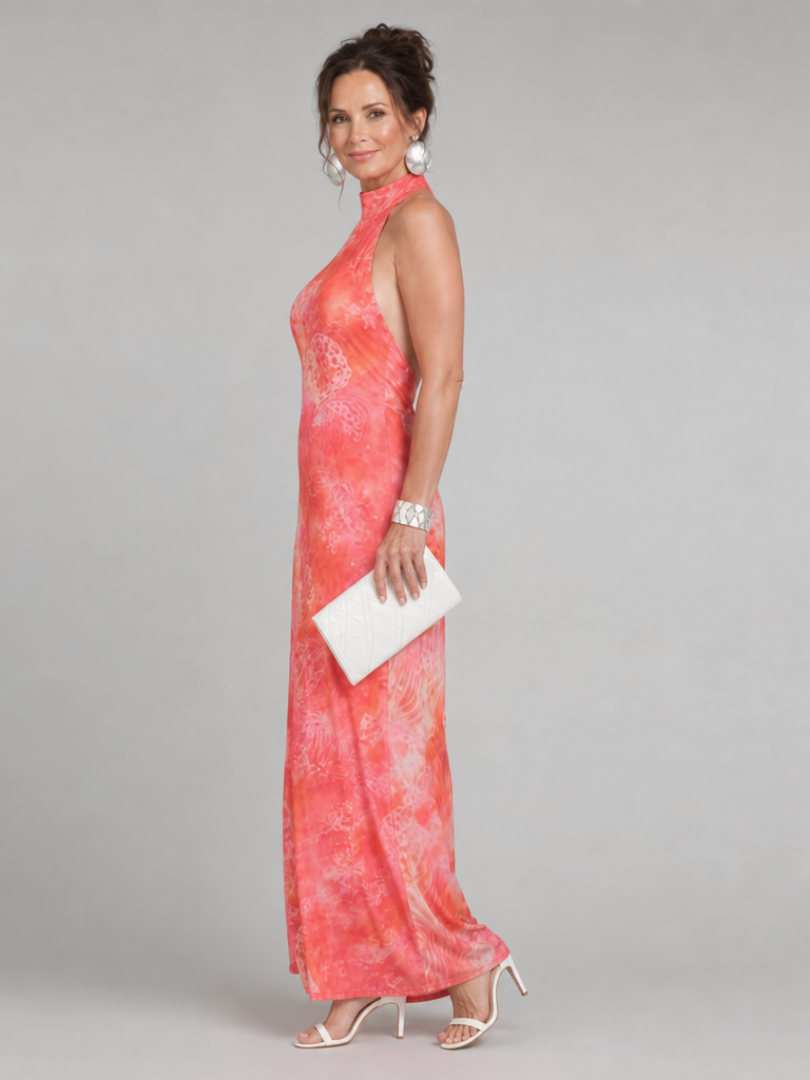Women's Halter Neck Printed Maxi Dress – Effortless Elegance