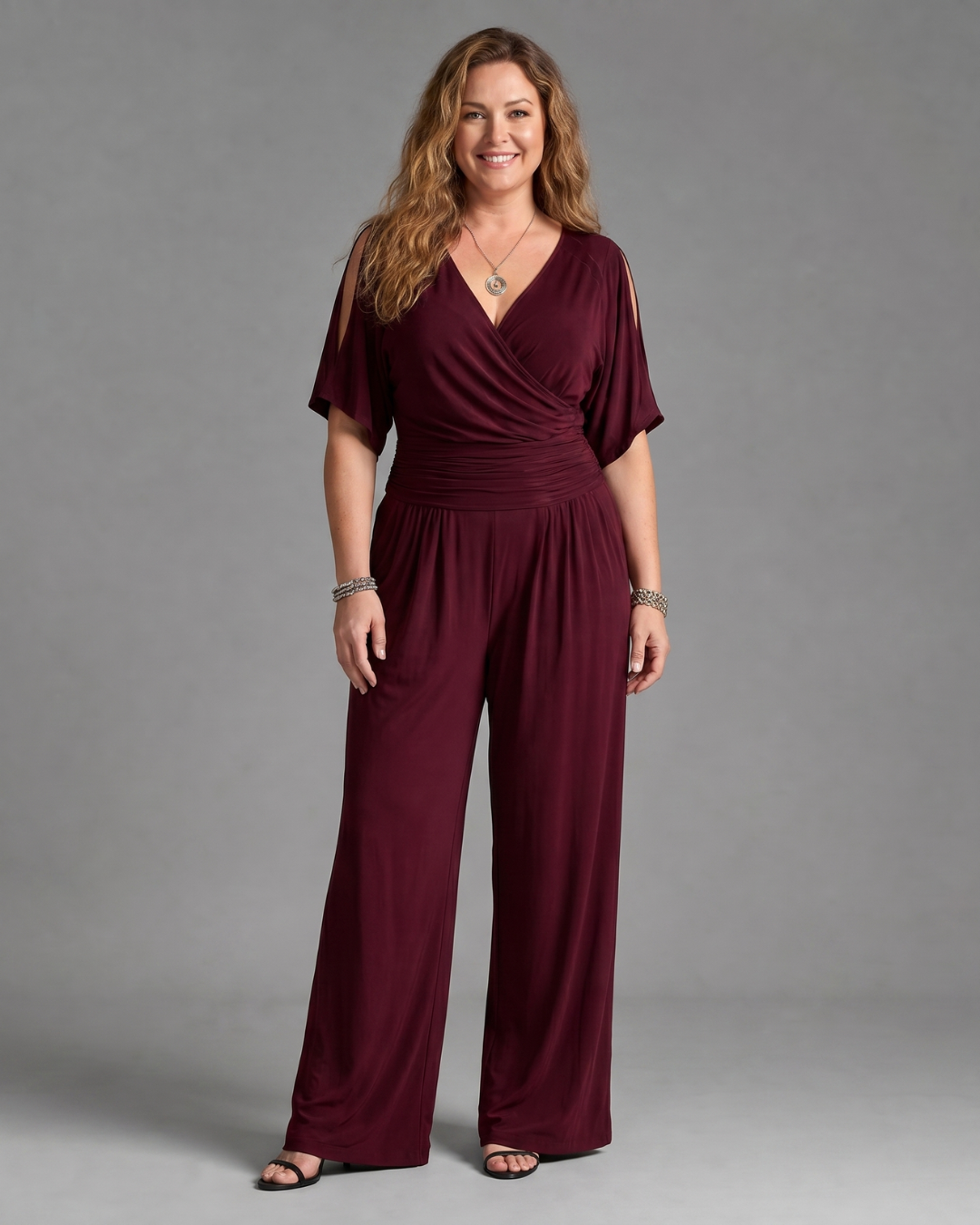 Women's Cold Shoulder Wrap Waist Relaxed Jumpsuit - Effortless Day to