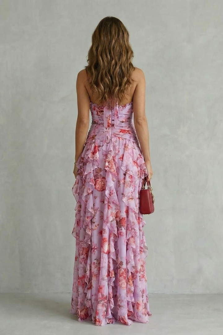 Women's Floral Halter Maxi Dress - Romantic & Elegant
