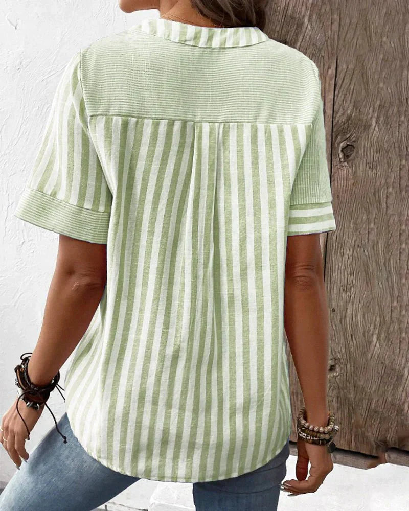 Women's Soft Striped Blouse - Effortless Everyday Elegance