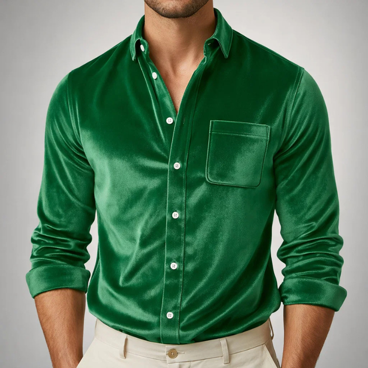 Men's Velvet Shirt – Tailored Smart Evening Occasion Top