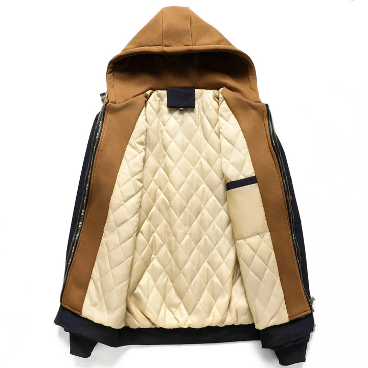 Men's Quilted Cotton Bomber Hooded Jacket – Insulated Layering