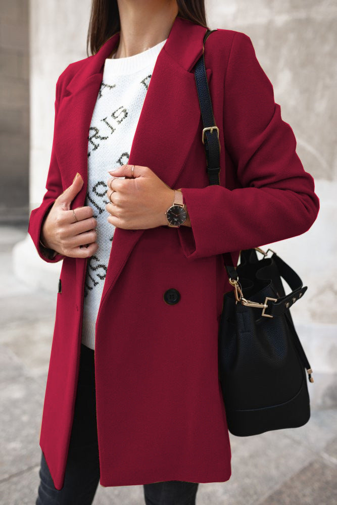 Women's Elegant Lapel Coat - Timeless Warmth and Style