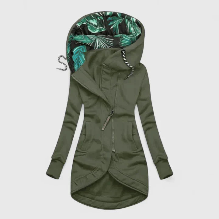 Women's Asymmetric Tropical Hoodie - Bold Coverage with a Surprise