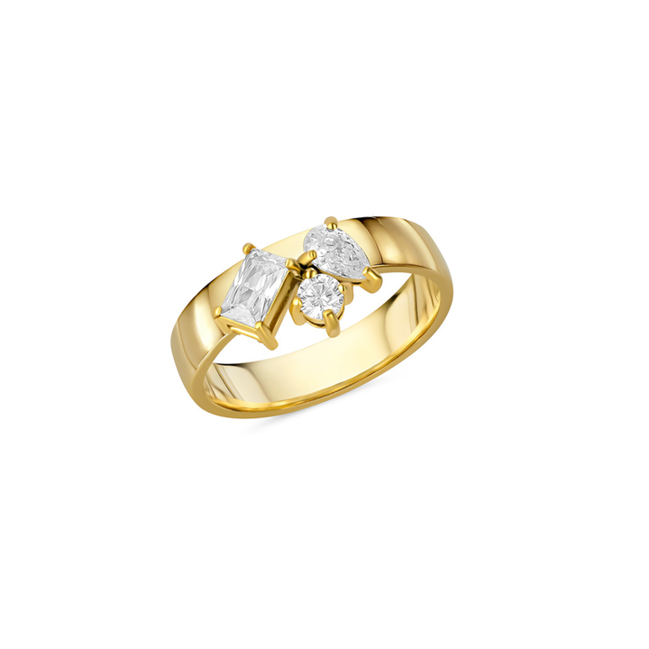 Women's Aurelie Gold Stacking Ring – Stainless Steel with Zirconia