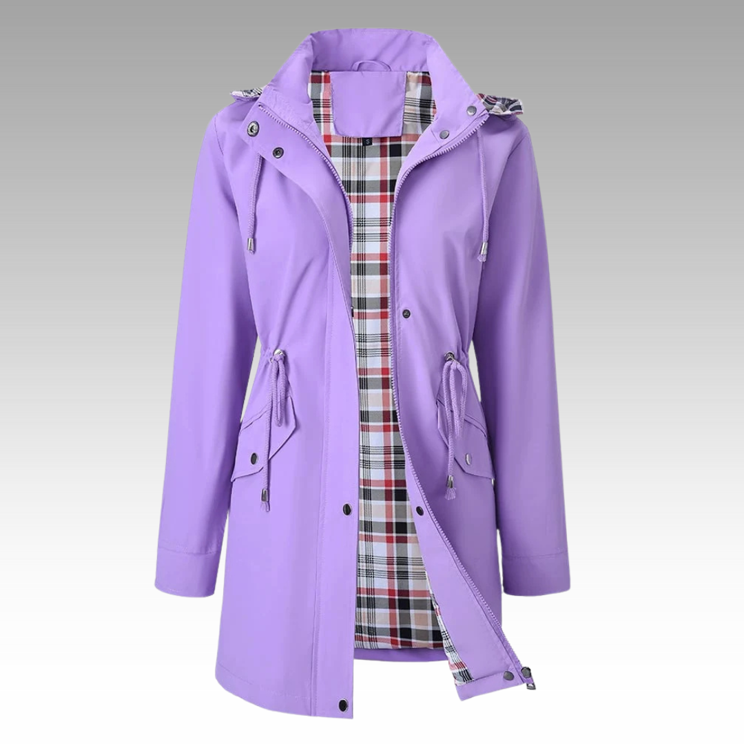 Women's Rain-Ready Hooded Coat - Adjustable Waist & Hood