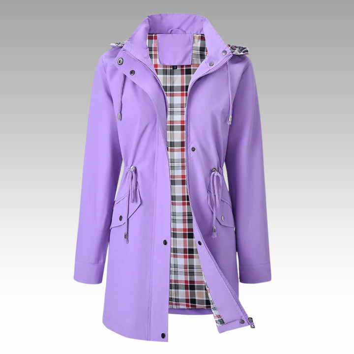 Women's Rain-Ready Hooded Coat - Adjustable Waist & Hood