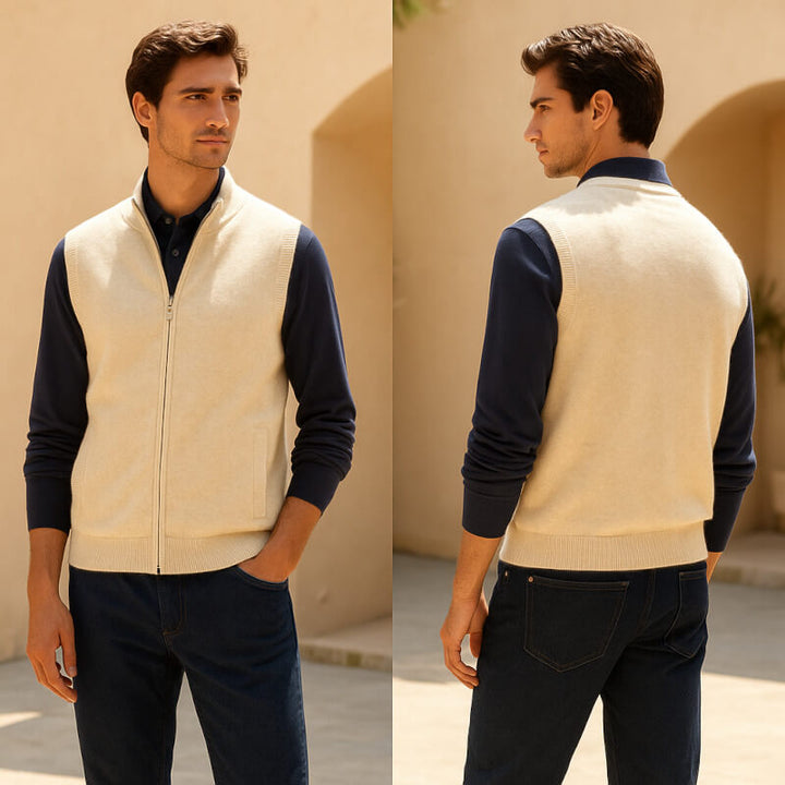 Men's Cashmere Gilet – Lightweight Zip Body Warmer Vest