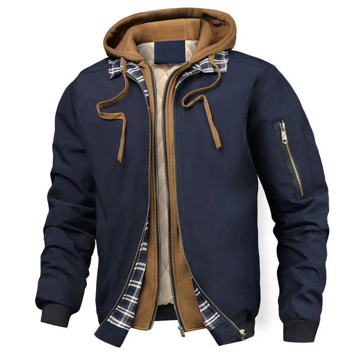 Men's Quilted Cotton Bomber Hooded Jacket – Insulated Layering