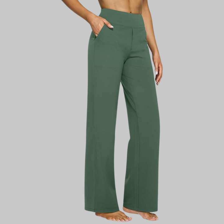 Women's Wide Leg Comfort Trousers - Flattering High Waist