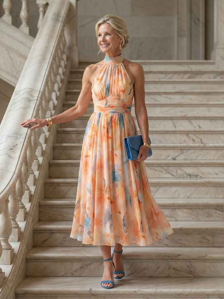 Women's Soft Halter Midi Dress - Everyday Elegance