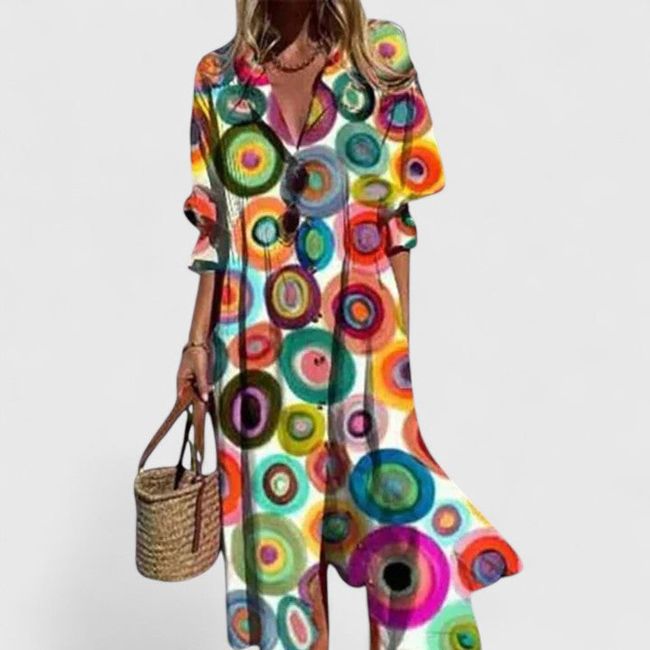 Women's Elegant Boho Dress - Bold Colors, Effortless Any Occasion