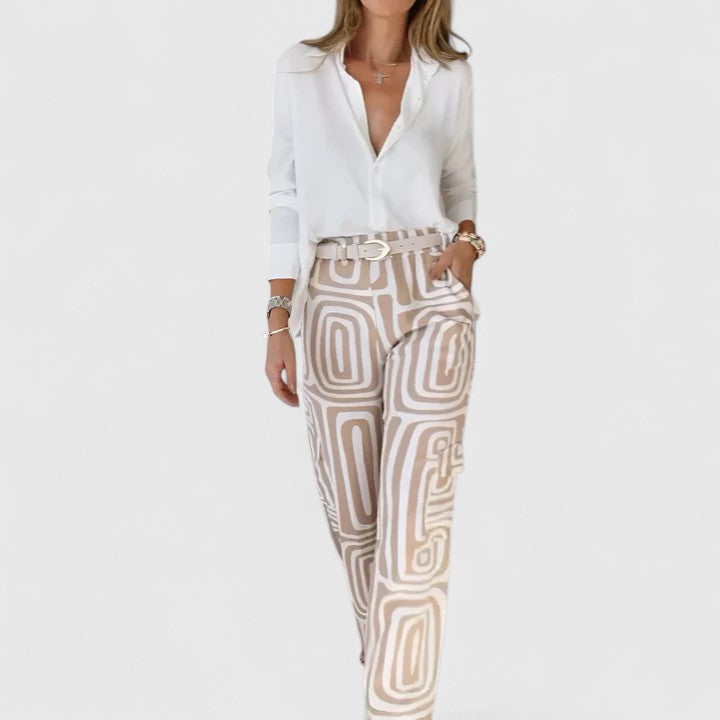 Women's Elegant Two-Piece Set - Chic, Versatile Ensemble with Belt