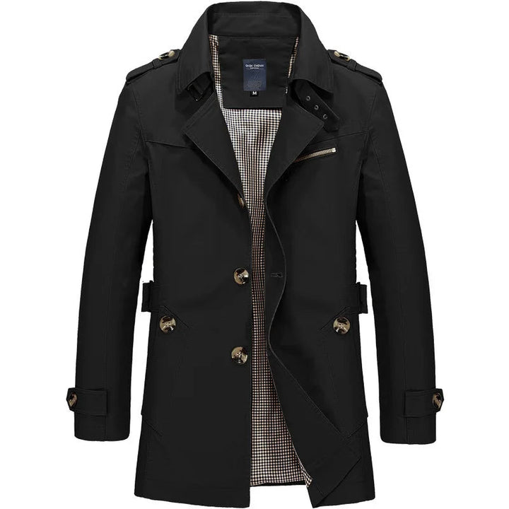 Men's Cotton Trench Coat – Single-Breasted Classic Mac