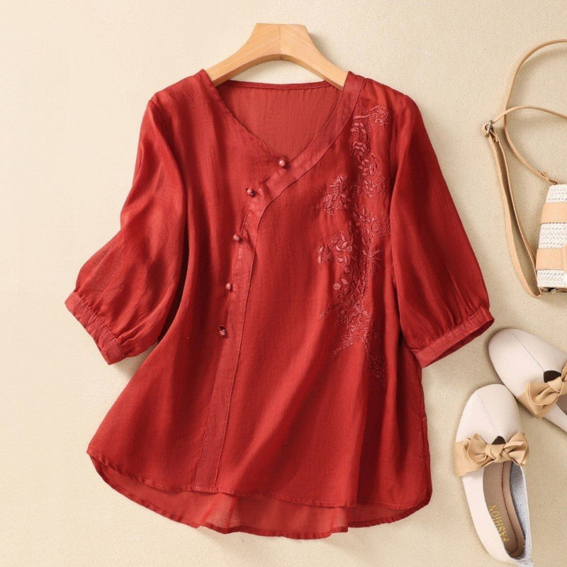Women's Stella Asymmetrical Button Tunic - Modern Everyday Style