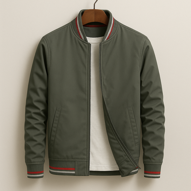 Women's Striped Cotton-Linen Bomber Jacket - Everyday Varsity Style
