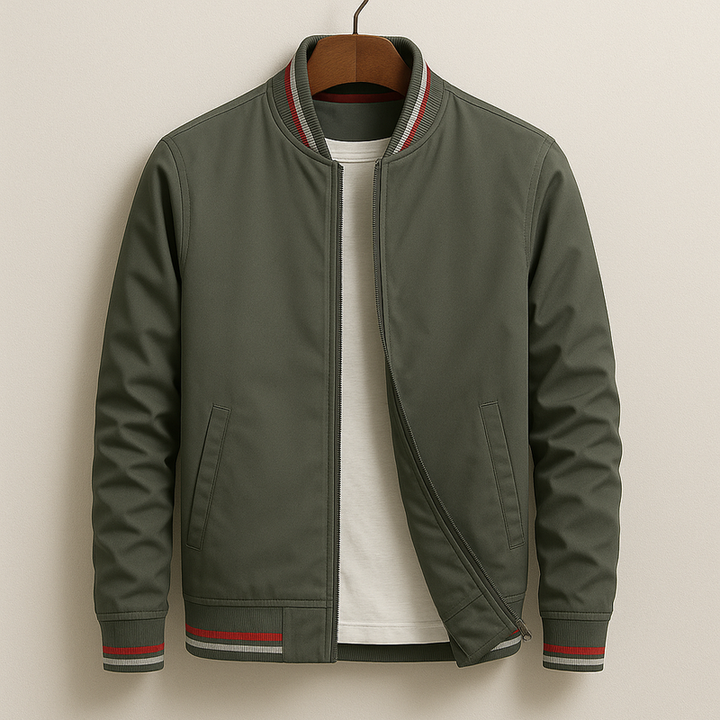 Women's Striped Cotton-Linen Bomber Jacket - Everyday Varsity Style
