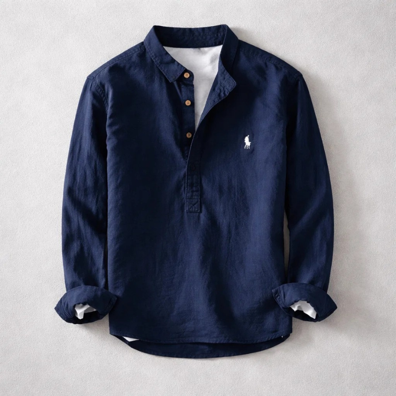 Men's Washed Linen Shirt – Tailored Long-Sleeve Summer Shirt