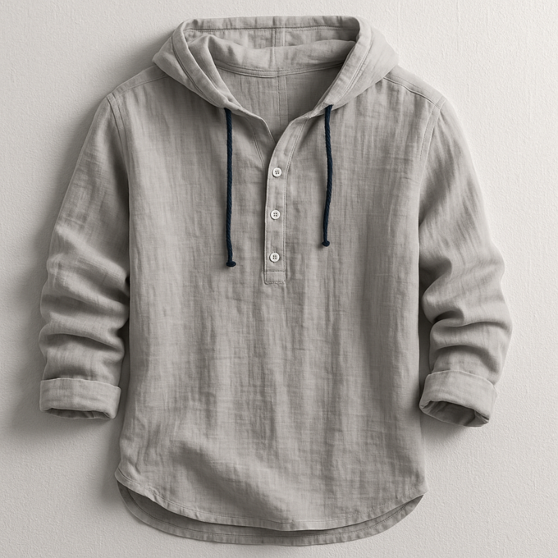 Men's Cotton-Linen Hooded Shirt – Relaxed Warm-Weather Overshirt