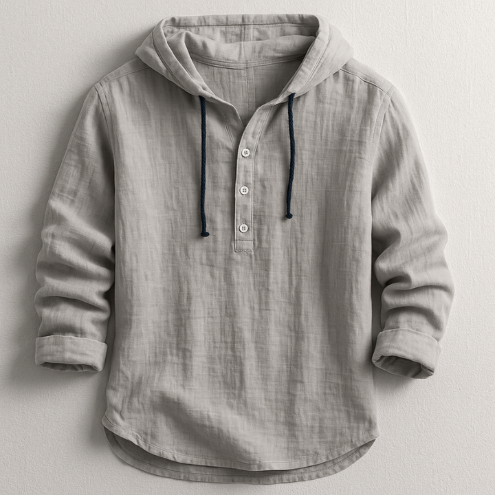 Men's Cotton-Linen Hooded Shirt – Relaxed Warm-Weather Overshirt