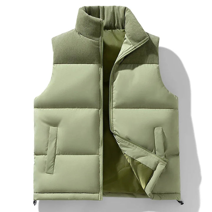 Men's Basel Quilted Gilet – Padded Corduroy-Collar Vest