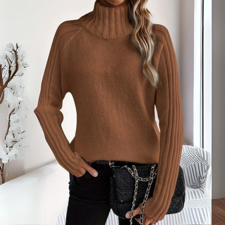 Women's Ribbed Turtleneck Knit Sweater - Cozy Winter Essential
