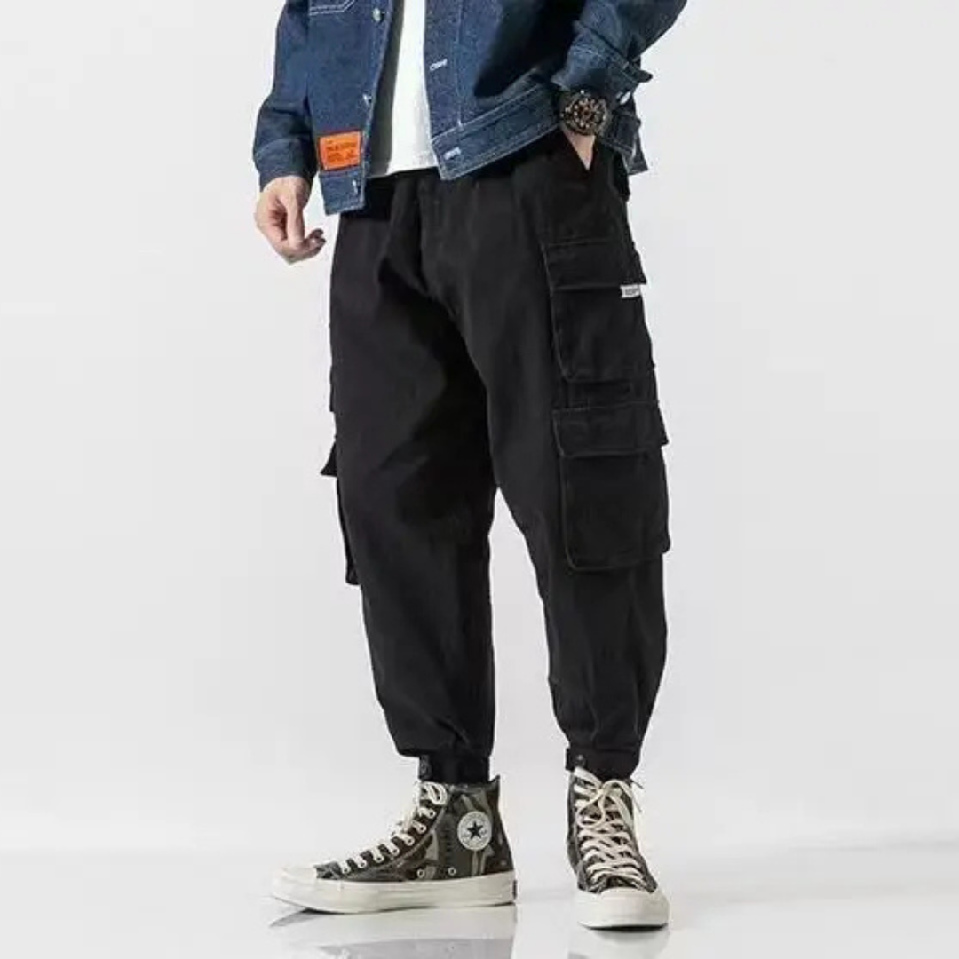 Men's Heavyweight Cotton Cargo Joggers – Tapered Utility Trousers
