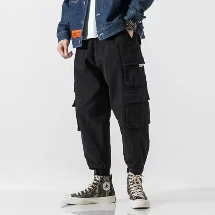 Men's Heavyweight Cotton Cargo Joggers – Tapered Utility Trousers