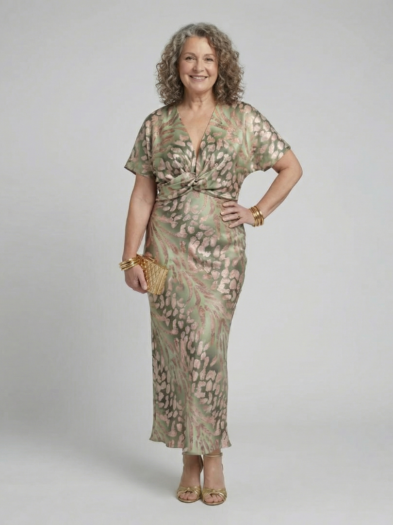 Women's Abstract Print Midi Dress - Effortless Day-to-Night Style
