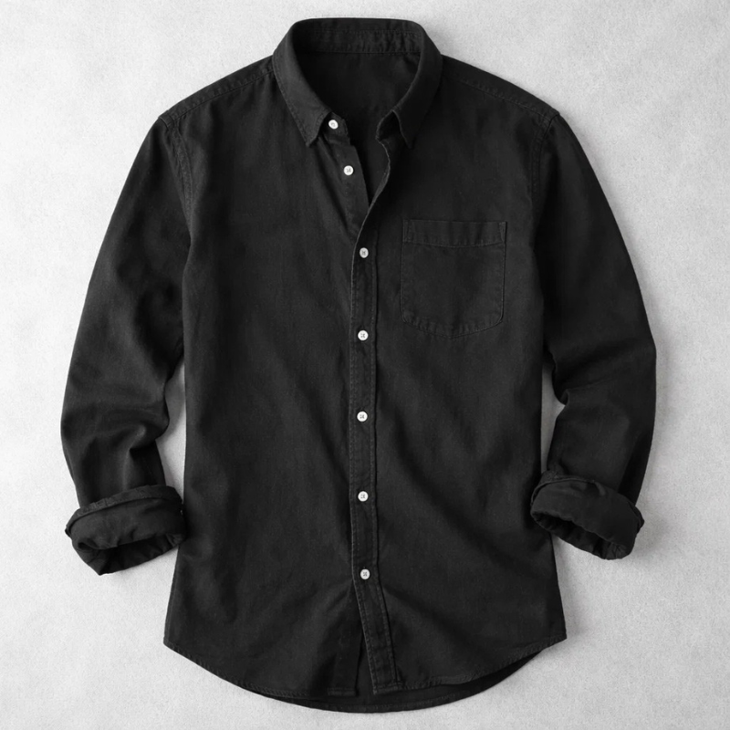 Men's Cotton Casual Shirt – Vintage-Washed Long-Sleeve Everyday Shirt