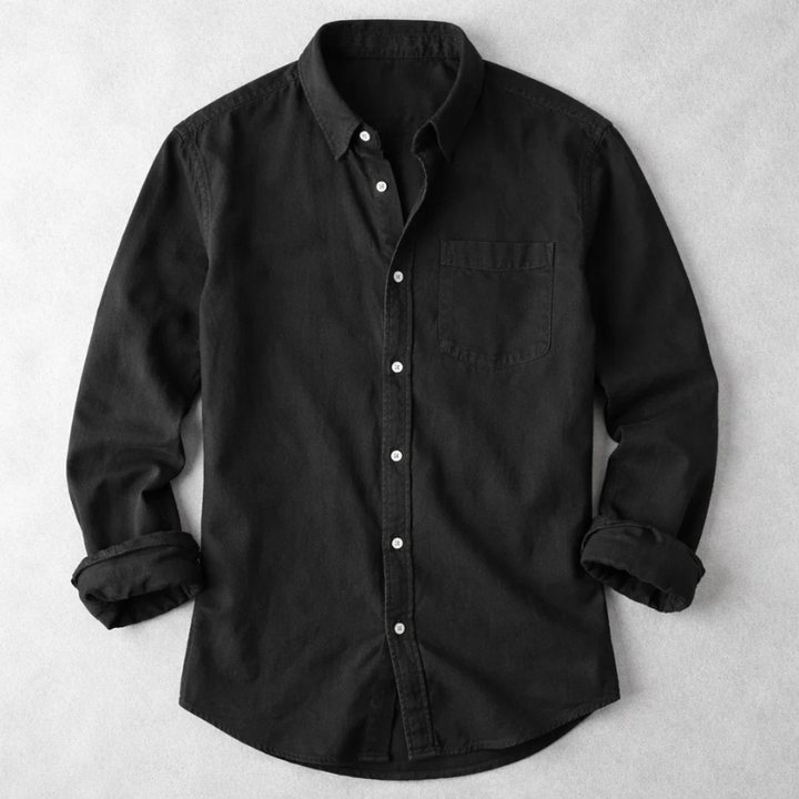 Men's Cotton Casual Shirt – Vintage-Washed Long-Sleeve Everyday Shirt