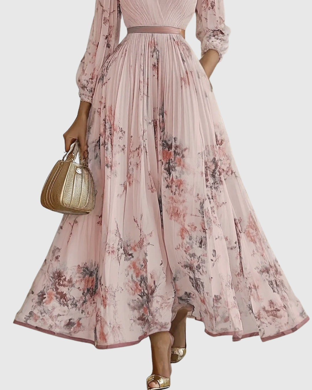 Women's Elegant Pleated Maxi Dress - Graceful & Feminine