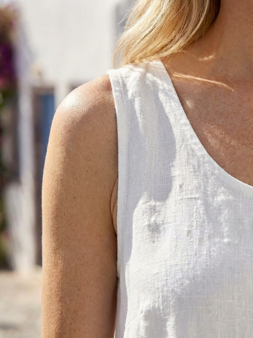 Women's Cotton-Blend Sleeveless Midi Dress - Everyday Warm Weather