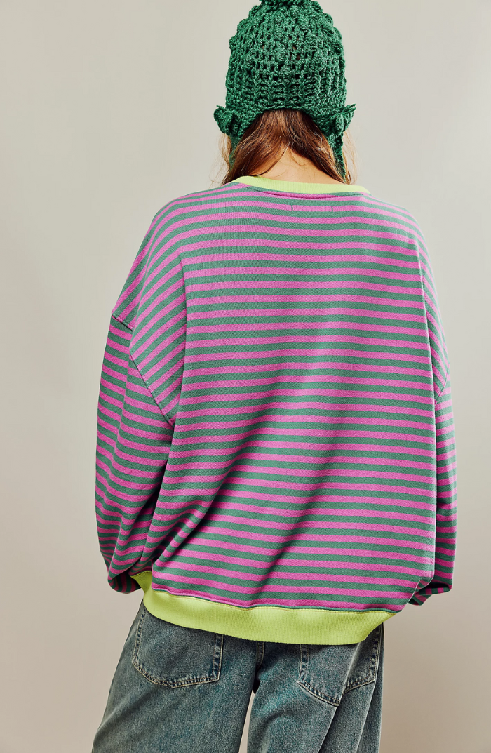 Women's Striped Oversized Sweater - Cozy & Vibrant