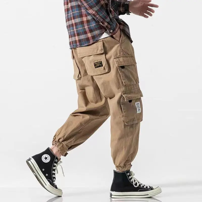 Men's Heavyweight Cotton Cargo Joggers – Tapered Utility Trousers