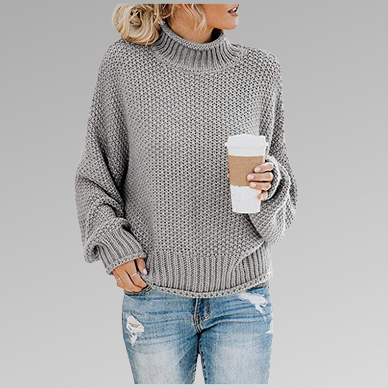 Women's High-Neck Pullover Sweater - Everyday Elegance