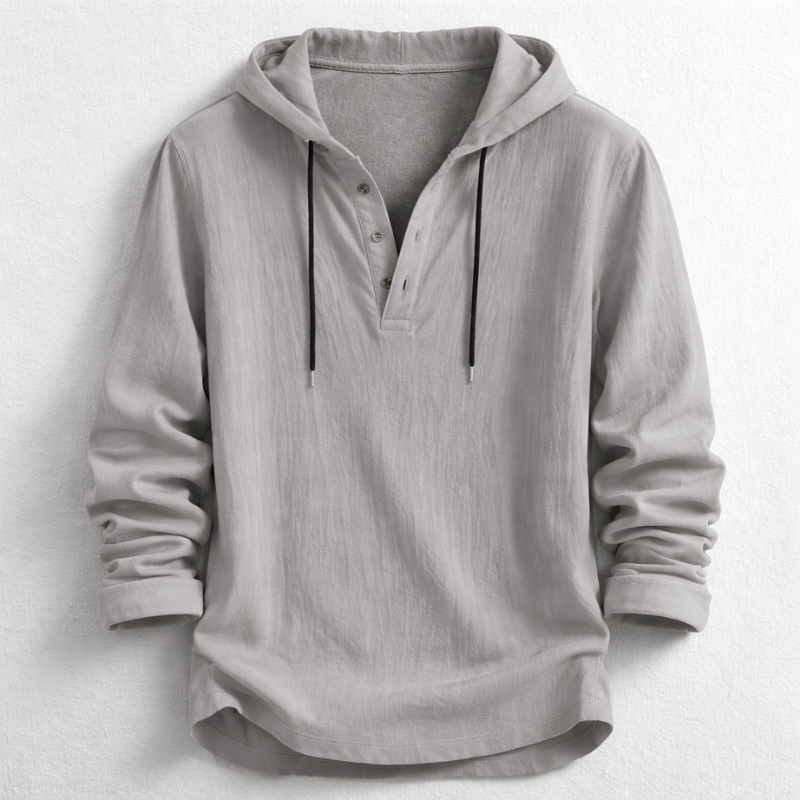 Men's Linen Hooded Henley – Breathable Relaxed Summer Shirt