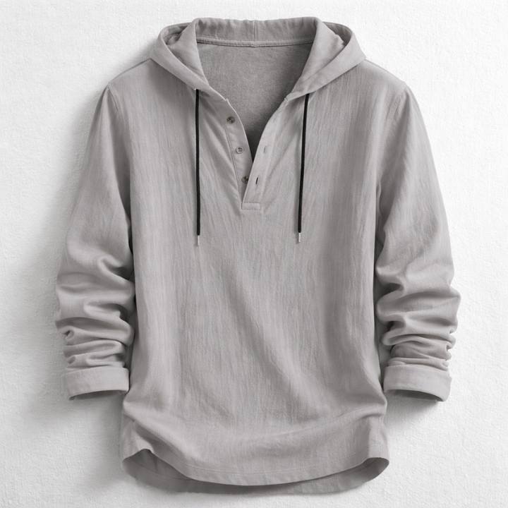 Men's Linen Hooded Henley – Breathable Relaxed Summer Shirt