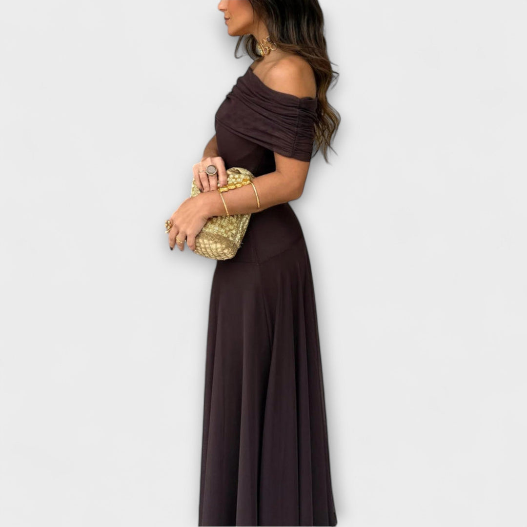 Women's One-Shoulder Mesh Maxi Dress - Effortless Summer Elegance