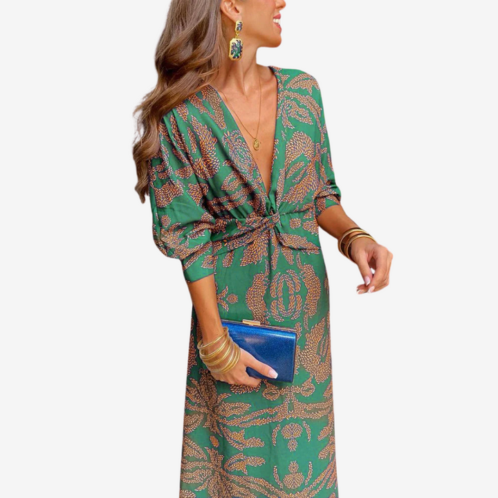 Women's Paisley Midi Wrap Dress - Effortless Everyday Elegance
