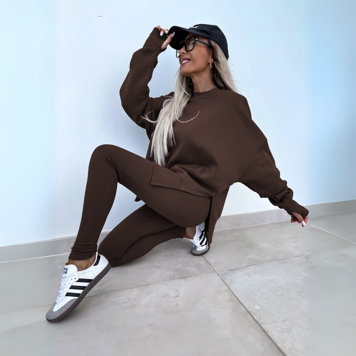 Women's Oversized Sweatshirt & Leggings Set - Cozy Lounging Essential