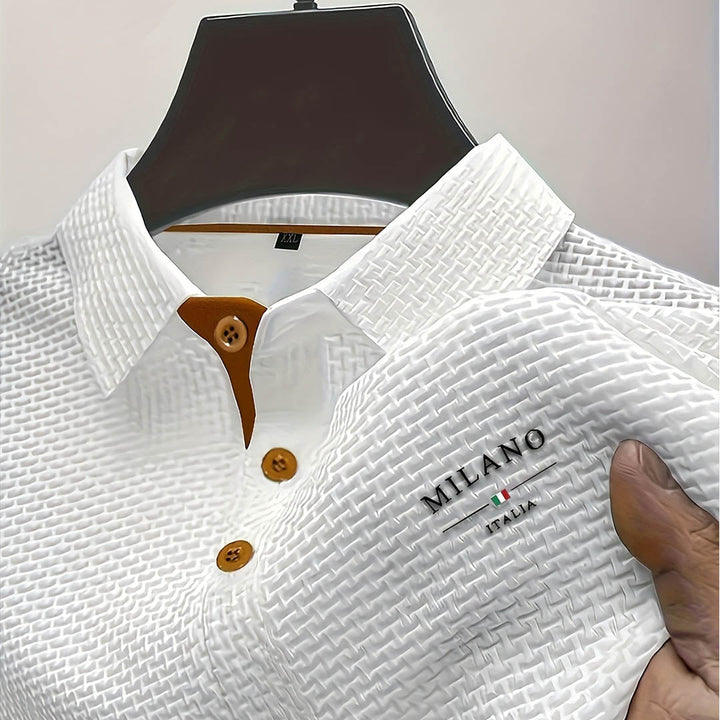 Men's Textured Knit Polo Shirt – Smart Casual Staple