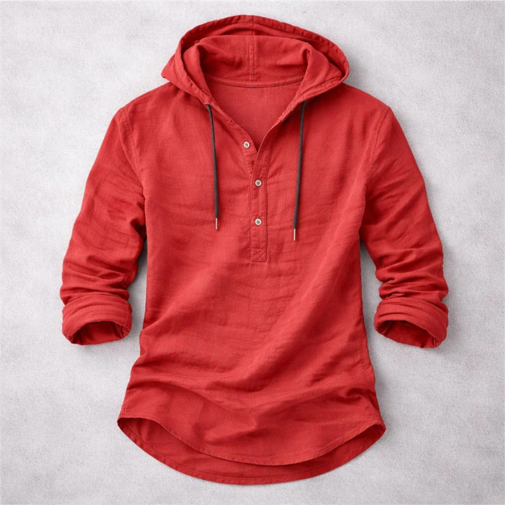 Men's Linen Hooded Overshirt – Breathable Summer Hoodie Shirt