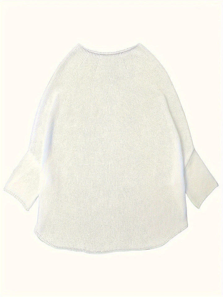 Women's Elegant Batwing Knit Pullover - Cozy & Stylish