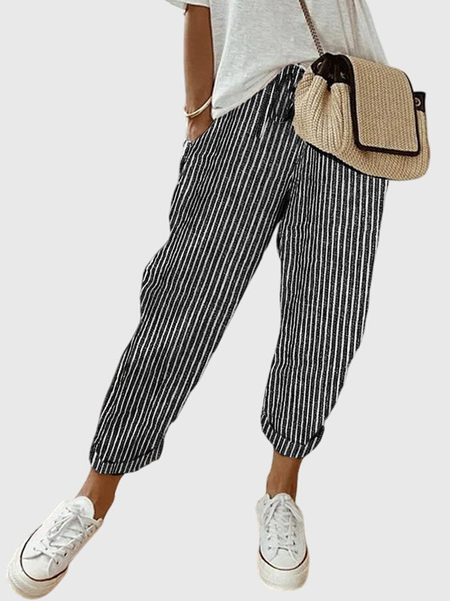 Women's High Waist Elastic Waist Pants - Everyday Comfort & Style