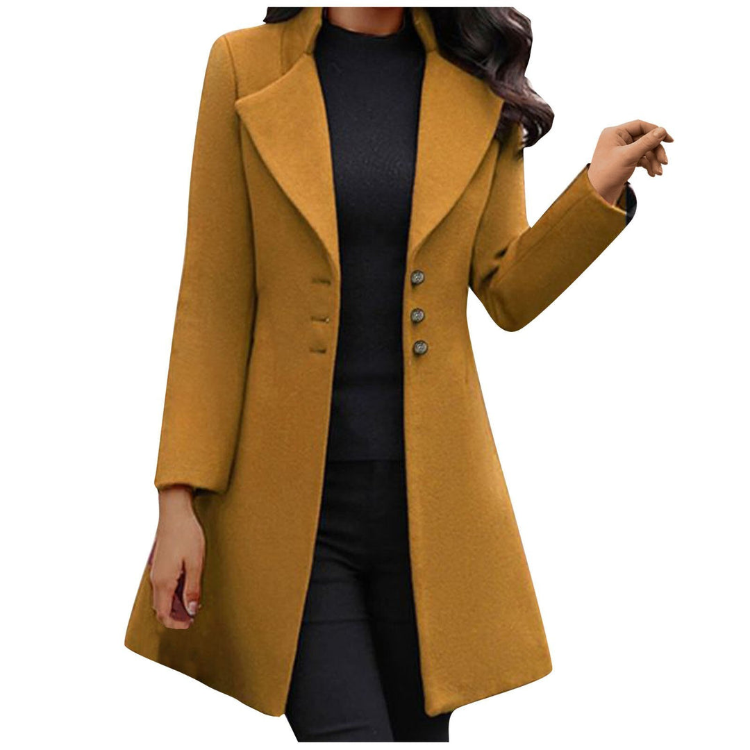 Women's Long-Sleeve Wool Coat - Timeless Winter Elegance